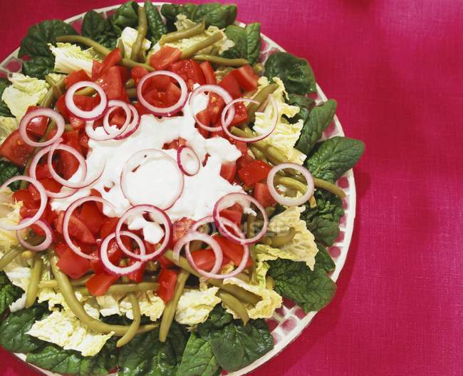 Mixed salad with yoghurt — Stock Photo