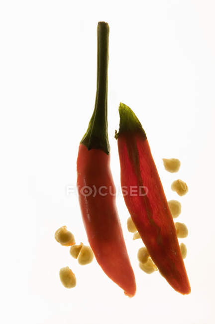 Fresh chili peppers with seeds — Stock Photo