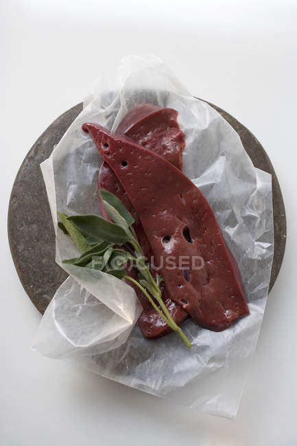 Two slices of calf liver — Stock Photo