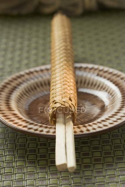 Chopsticks in woven case — Stock Photo