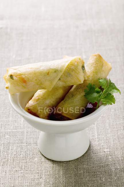 Spring rolls in bowl — Stock Photo