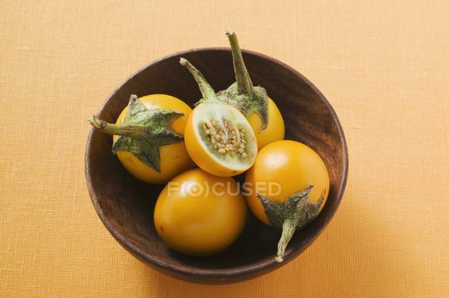 Yellow baby aubergines — Stock Photo