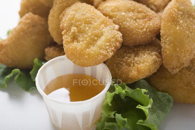Chicken Nuggets with sauce — Stock Photo