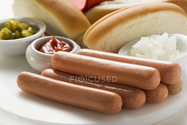 Ingredientes para perros calientes - foto de stock