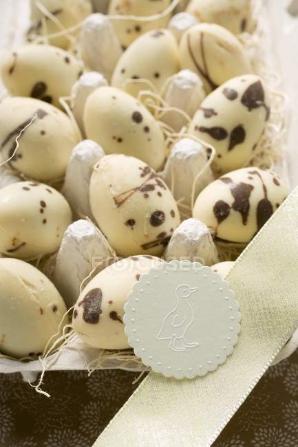 Speckled chocolate eggs — Stock Photo