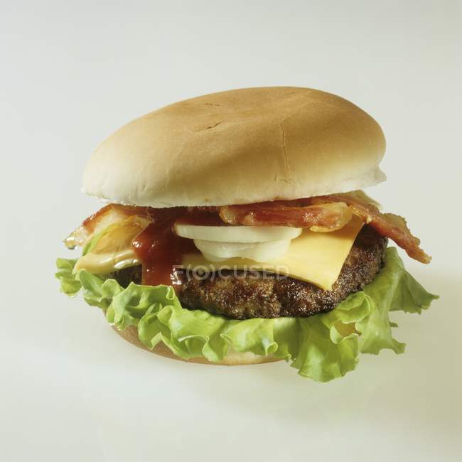 Cheeseburger avec feuille de salade — Photo de stock