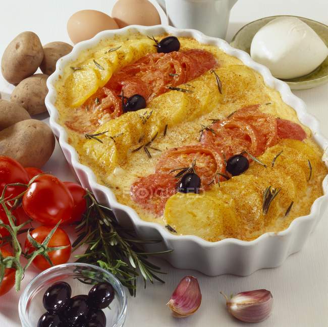Potato and tomato bake — Stock Photo