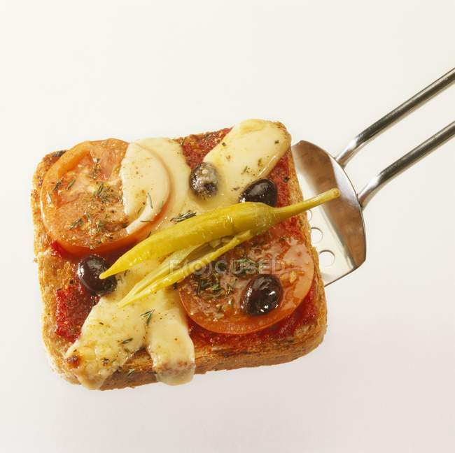 Tomate e queijo em torradas — Fotografia de Stock