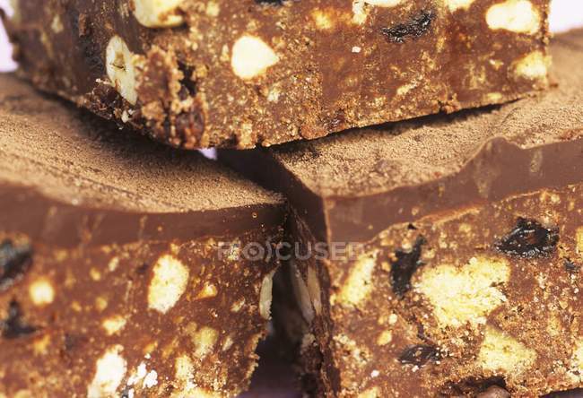 Brownies with nuts and raisins — Stock Photo