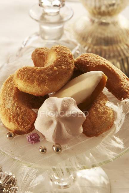 Biscuits on glass stand — Stock Photo