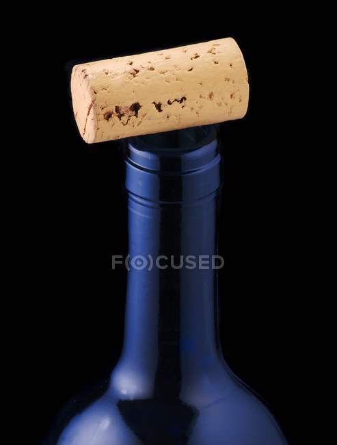 Vista close-up de cortiça de vinho no gargalo — Fotografia de Stock