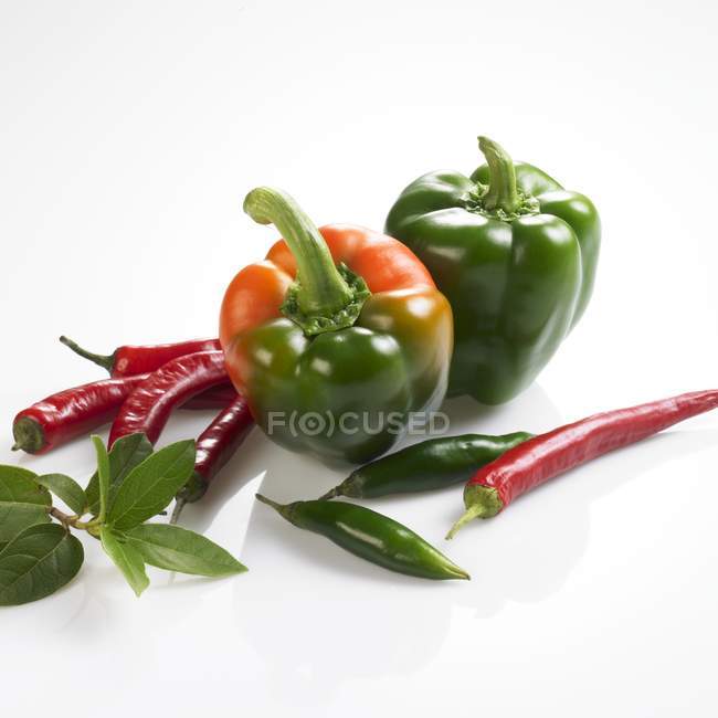 Still-life with peppers and chillies — Stock Photo