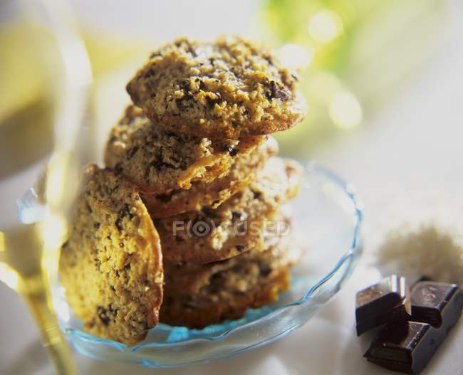 Chocolate coconut biscuits — Stock Photo