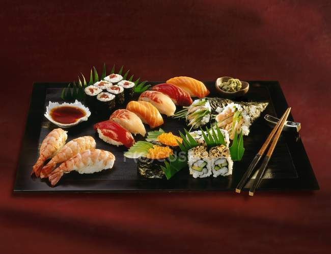 Various types of sushi — Stock Photo
