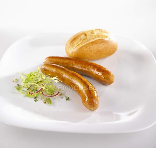 Enchidos de bockwurst fritos — Fotografia de Stock