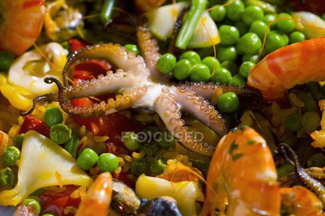 Paelle spanish rice dish — Stock Photo