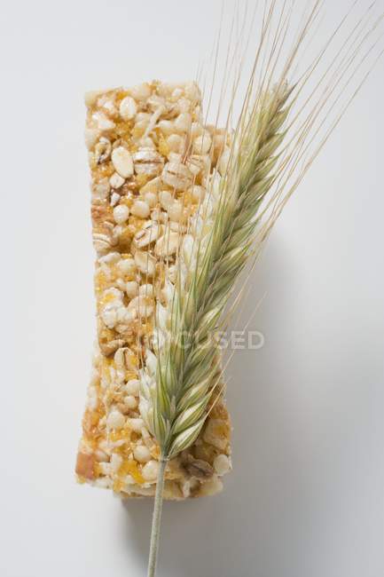 Muesli bars with ear of barley — Stock Photo