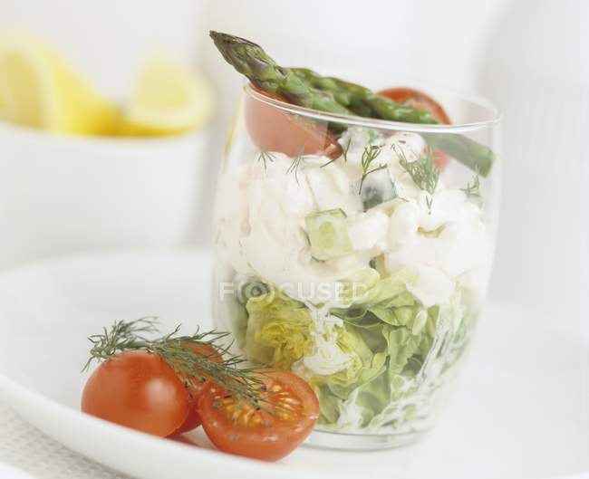 Coquetel de camarão com salada — Fotografia de Stock