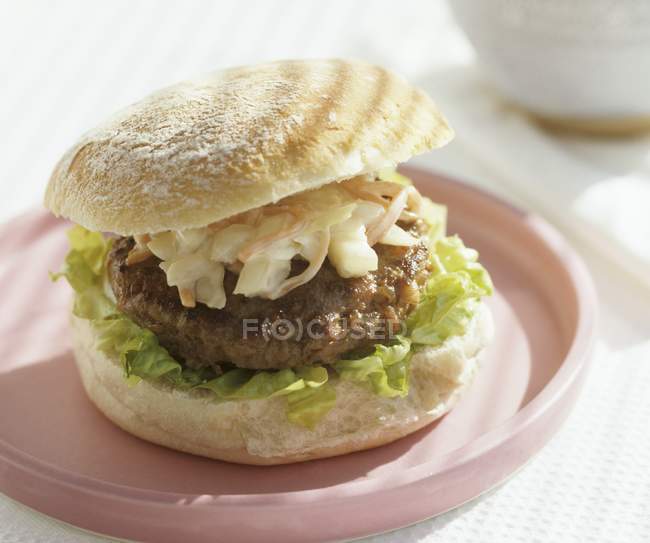Beef Burger with coleslaw — Stock Photo