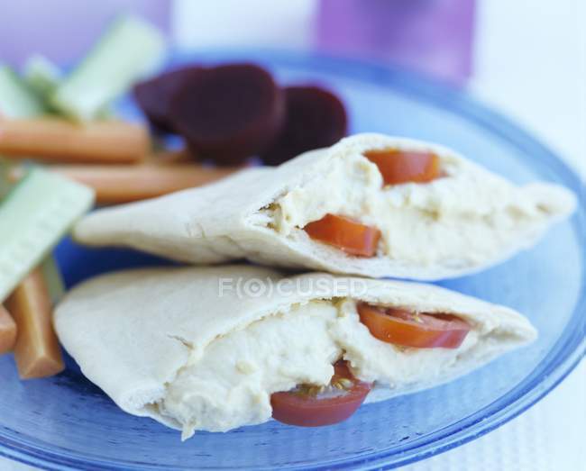 Pão Pita com húmus — Fotografia de Stock