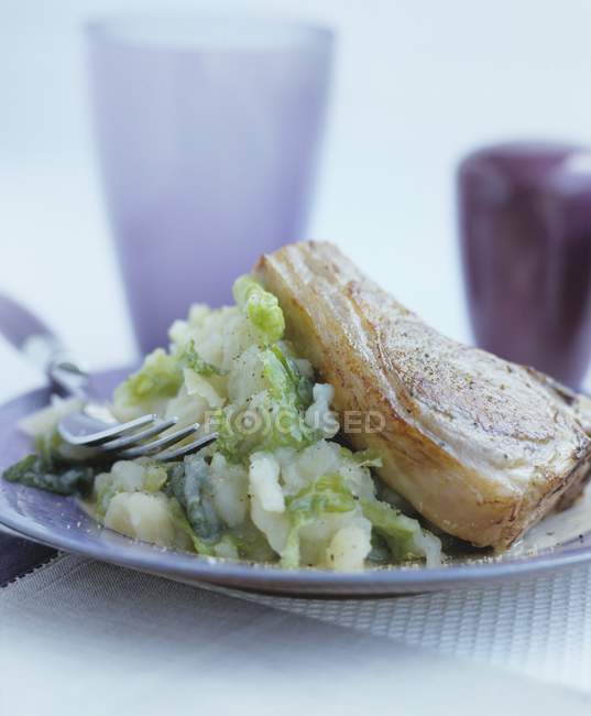Dish of chop with colcannon — Stock Photo