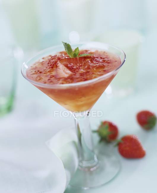 Strawberry drink in glass — Stock Photo