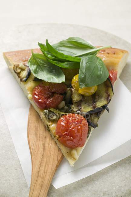 Slice of pizza with aubergines — Stock Photo