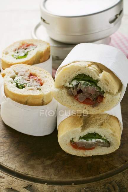 Rouleaux sandwich au porc — Photo de stock