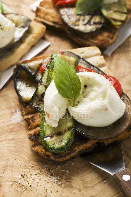Toast with grilled vegetables — Stock Photo