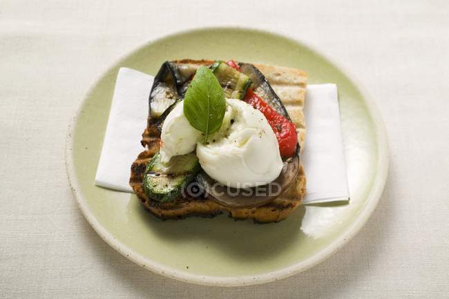Toast with grilled vegetables — Stock Photo