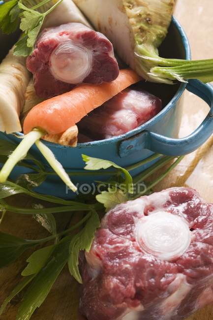 Oxtail and fresh soup — Stock Photo