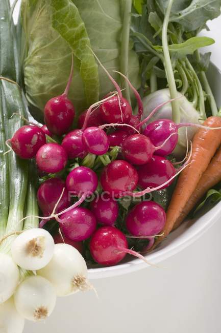 Col y zanahorias en tazón - foto de stock