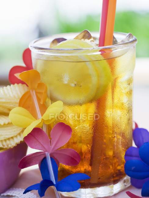 Tequila Sunrise with ice cubes — Stock Photo