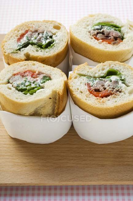 Pepper and onion sandwiches — Stock Photo