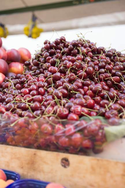 Cerezas frescas maduras - foto de stock