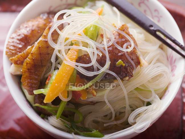 Glass noodles with roast duck breast — Stock Photo