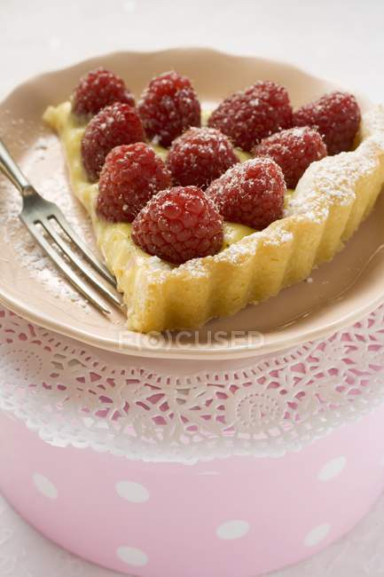 Piece of raspberry tart — Stock Photo