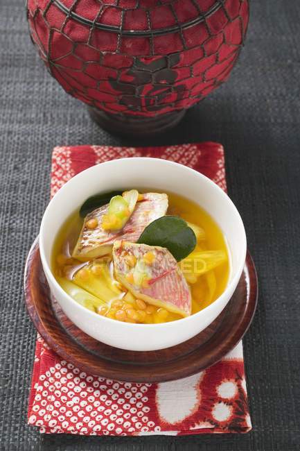 Fish soup with red mullet — Stock Photo