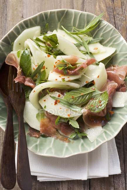 Melon salad with Parma ham — Stock Photo