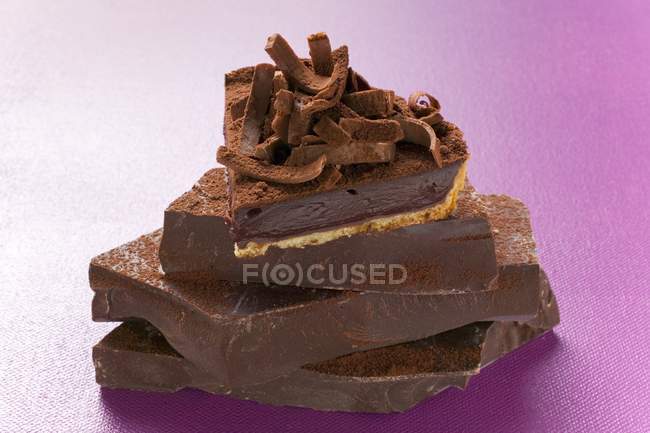 Piece of chocolate tart — Stock Photo
