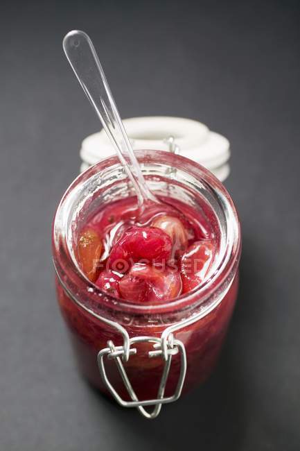 Gooseberry jam in jar — Stock Photo
