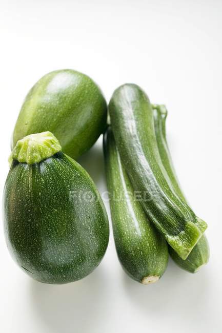 Green Round and long courgettes — Stock Photo