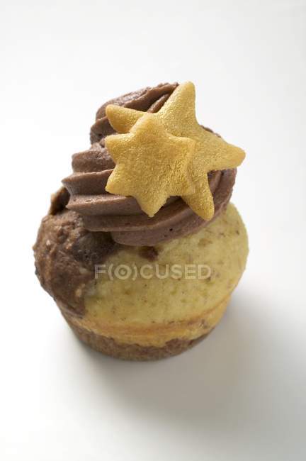 Muffin with Christmas decoration — Stock Photo