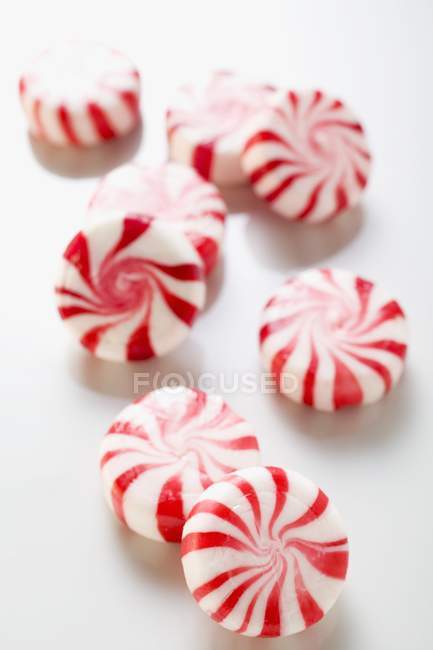 Red and white striped peppermints — Stock Photo