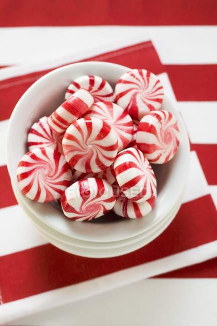 Red and white striped peppermints — Stock Photo