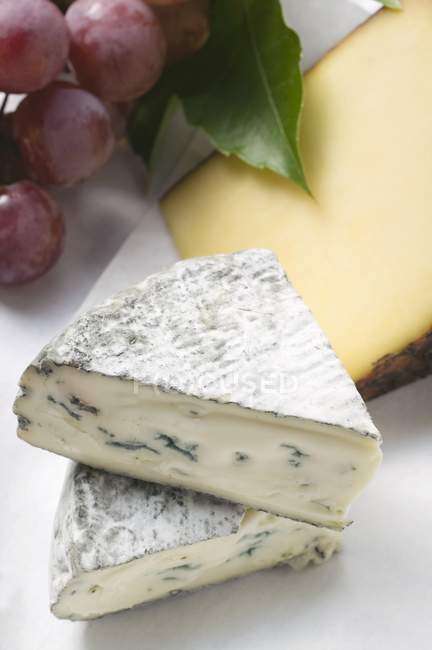 Käse mit Feigen und Trauben — Stockfoto