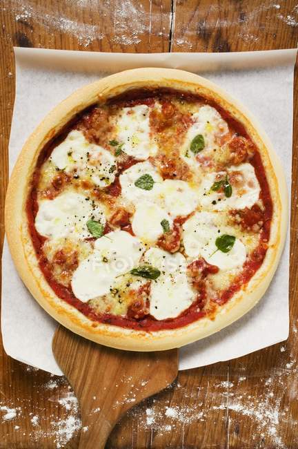 Pizza alla mozzarella con salsa di pomodoro — Foto stock