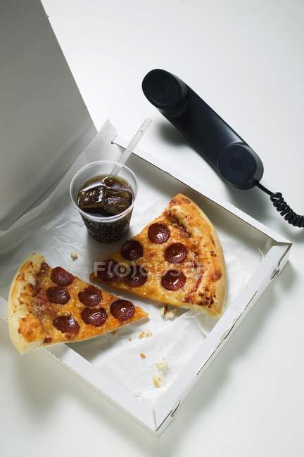 Slices of American-style pepperoni pizza — Stock Photo