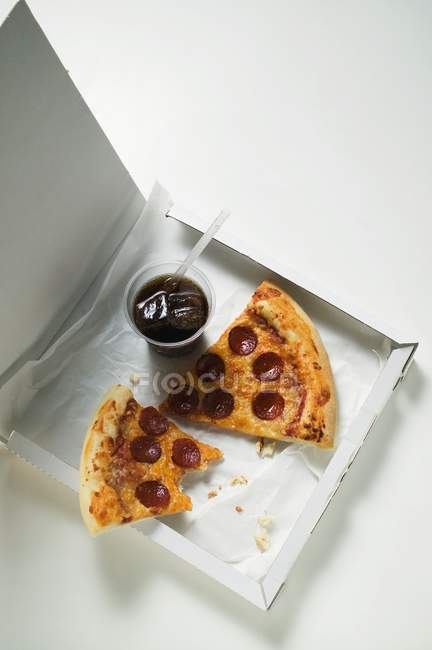 Fette di pizza al salame piccante alla americana — Foto stock