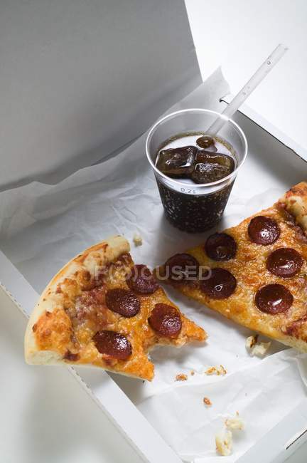 Rodajas de pizza de pepperoni estilo americano - foto de stock